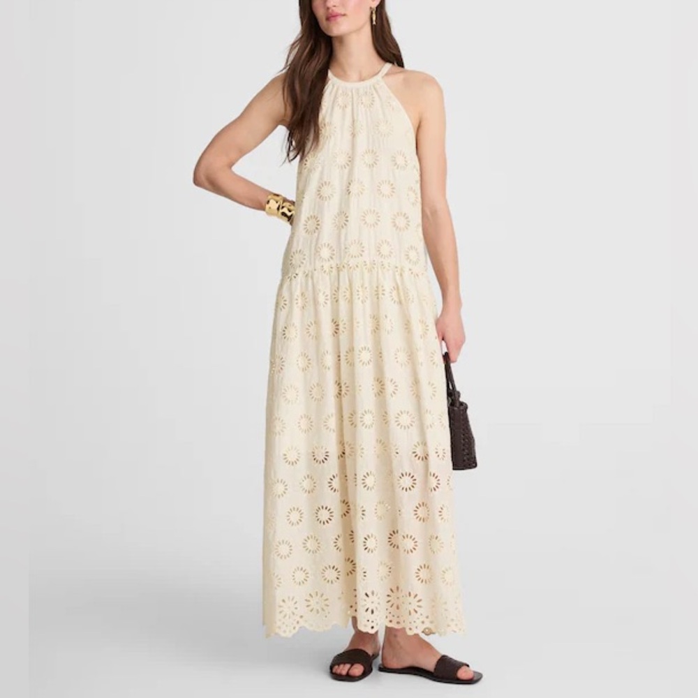 Madewell White Eyelet drop Waist Midi/Maxi Dress-Small